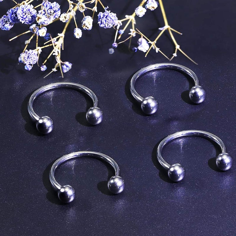 D.Bella 14G Surgical Steel Nose Septum Horseshoe Hoop Eyebrow Lip Navel Belly Nipple Piercing Ring 10mm Helix Tragus Daith Rook Earrings w Replacement Spikes - Image 3
